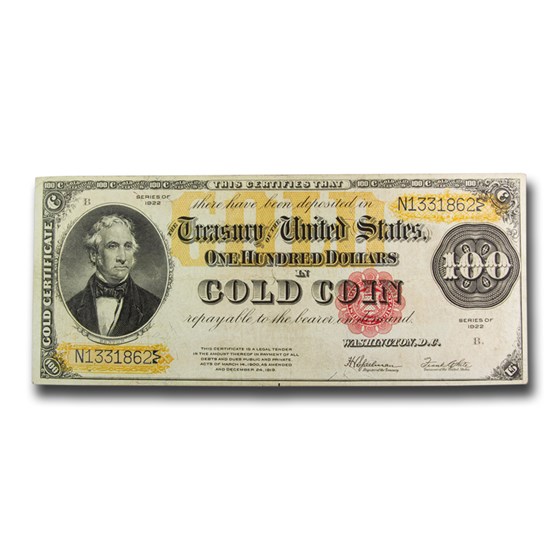 1922 $100 Gold Certificate VF (Fr#1215)