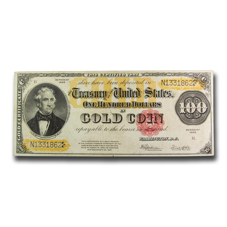 1922 $100 Gold Certificate VF (Fr#1215)