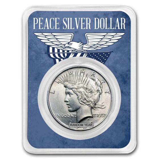 1922-1925 Peace Silver Dollar BU - w/Eagle Wings Card