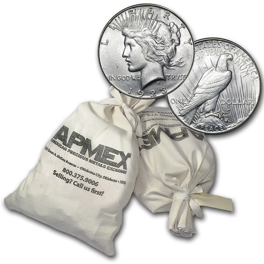 Buy 1922-1925 Peace Silver Dollars 1000-Coin Bag BU | APMEX