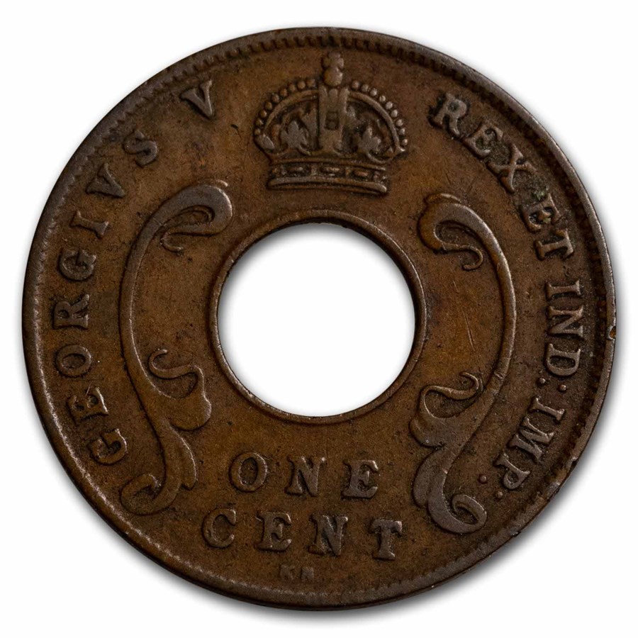 1922-1935 British East Africa Bronze 1 Cent George V Avg Circ