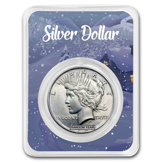 1922-1935 Peace Silver Dollar BU - w/Happy Holidays Card 1922-1935 Peace Silver Dollar BU - w/Happy Holidays Card
