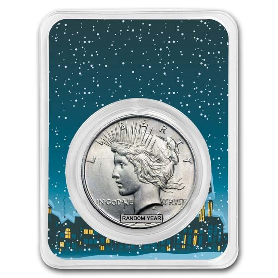 1922-1935 Peace Silver Dollar BU - w/Snowy Village Card 1922-1935 Peace Silver Dollar BU - w/Snowy Village Card