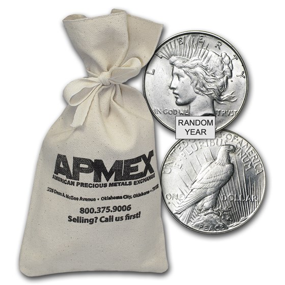 Buy 19221935 Peace Silver Dollars 100Coin Bag AU APMEX
