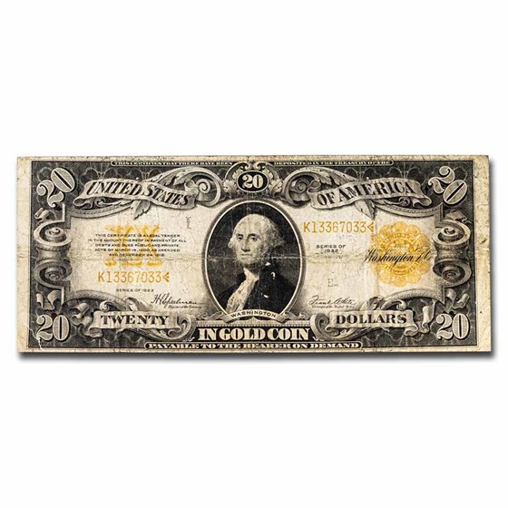 1922 $20 Gold Certificate Cull 1922 $20 Gold Certificate Cull