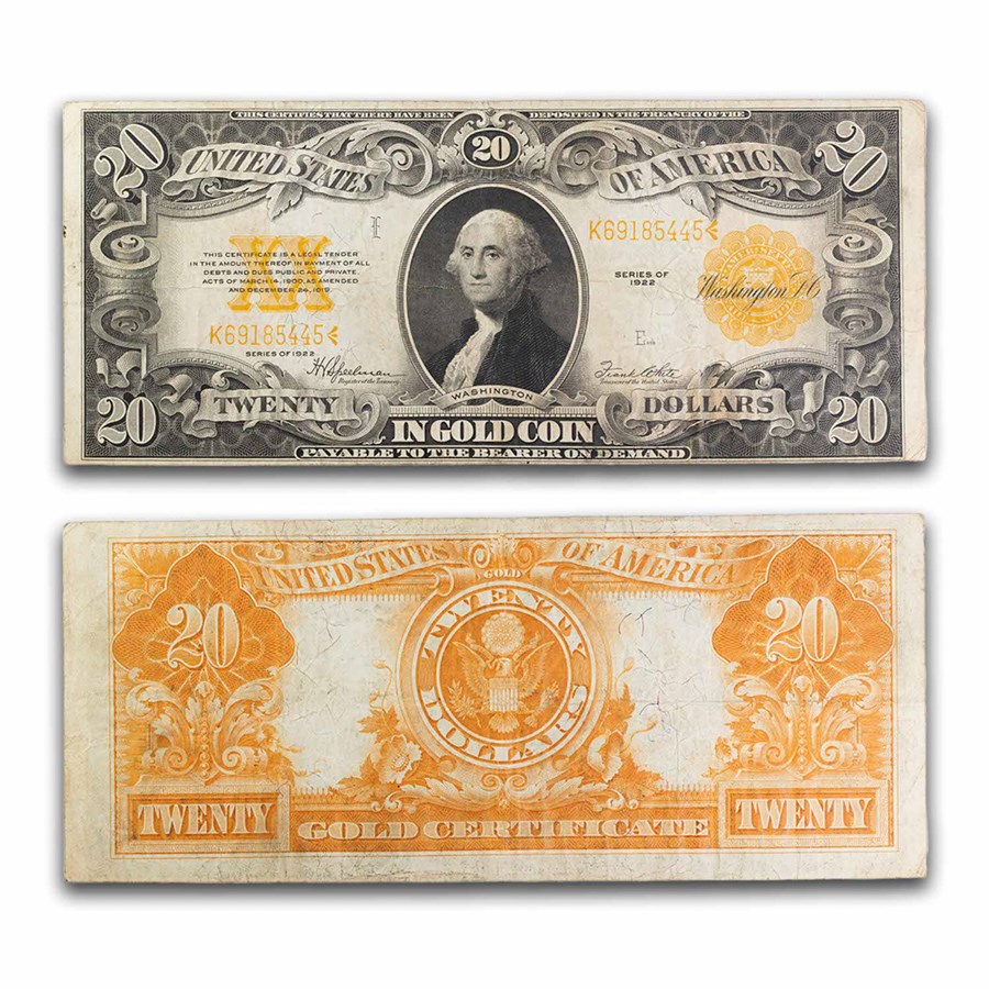Buy 1922 $20 Gold Certificate Fine  APMEX Buy 1922 $20 Gold Certificate Fine  APMEX