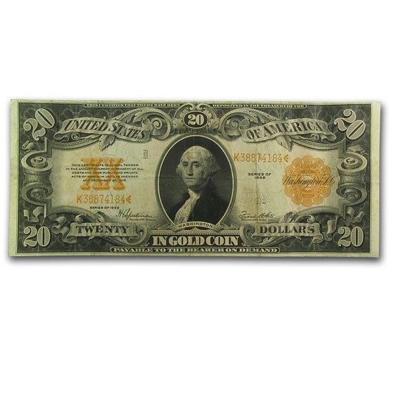 1922 $20 Gold Certificate VF+ (Fr#1187) 1922 $20 Gold Certificate VF+ (Fr#1187)