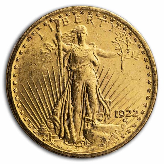 1922 $20 Saint-Gaudens Gold Double Eagle AU
