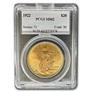 1922 $20 Saint-Gaudens Gold Double Eagle MS-62 PCGS