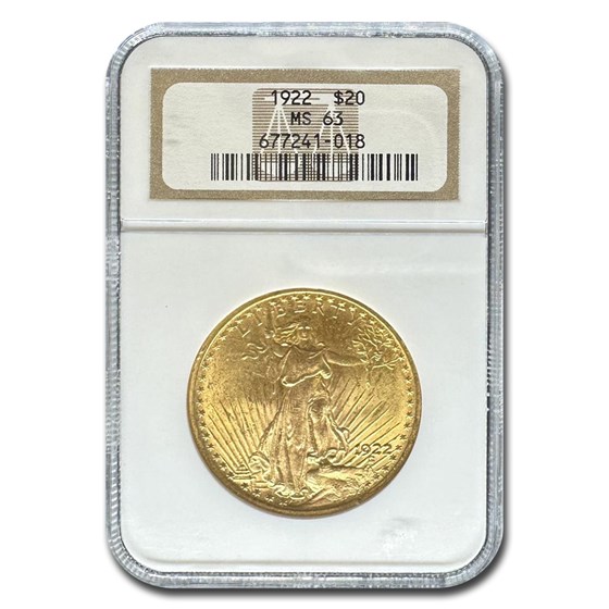 1922 $20 Saint-Gaudens Gold Double Eagle MS-63 NGC 1922 $20 Saint-Gaudens Gold Double Eagle MS-63 NGC