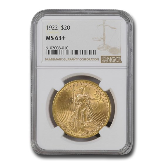 1922 $20 Saint-Gaudens Gold Double Eagle MS-63+ NGC 1922 $20 Saint-Gaudens Gold Double Eagle MS-63+ NGC
