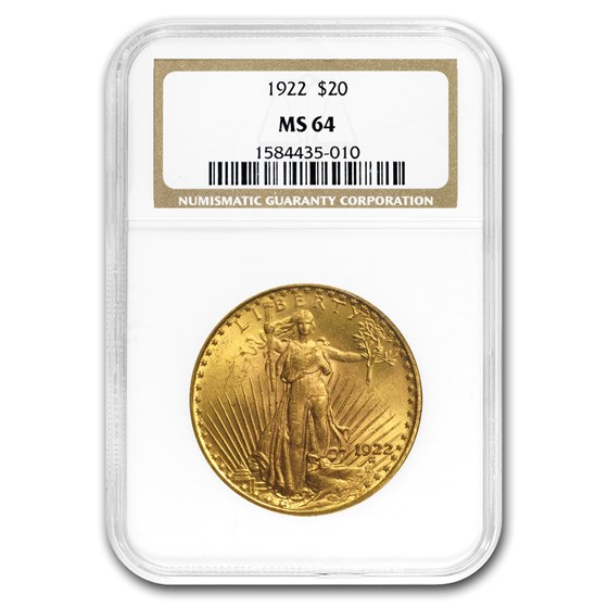 1922 $20 Saint-Gaudens Gold Double Eagle MS-64 NGC 1922 $20 Saint-Gaudens Gold Double Eagle MS-64 NGC