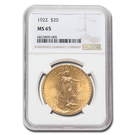 1922 $20 Saint-Gaudens Gold Double Eagle MS-65 NGC 1922 $20 Saint-Gaudens Gold Double Eagle MS-65 NGC