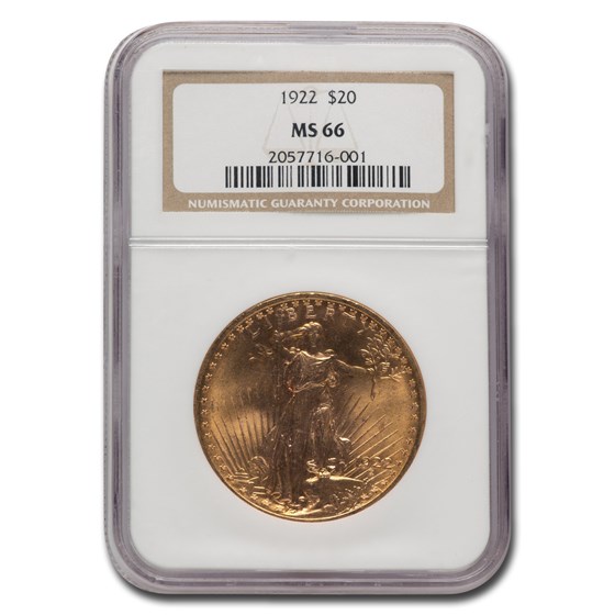 1922 $20 Saint-Gaudens Gold Double Eagle MS-66 NGC 1922 $20 Saint-Gaudens Gold Double Eagle MS-66 NGC