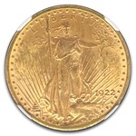 1922 $20 St Gaudens Gold Double Eagle MS-61 NGC
