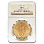 1922 $20 St Gaudens Gold Double Eagle MS-61 NGC