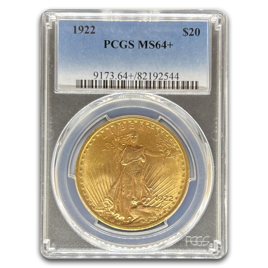 1922 $20 St. Gaudens Gold Double Eagle MS-64+ PCGS