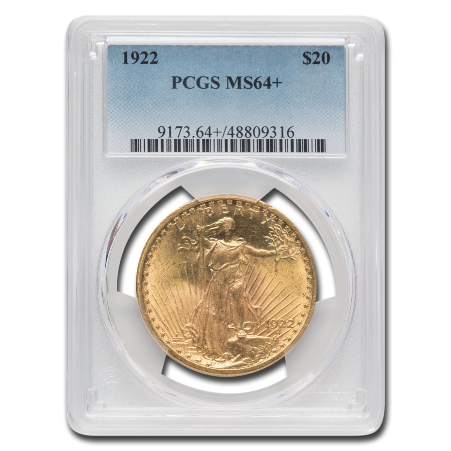 1922 $20 St. Gaudens Gold Double Eagle MS-64+ PCGS