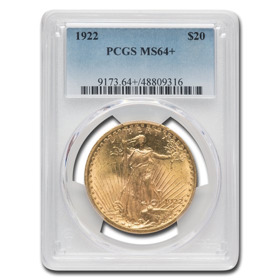 1922 $20 St. Gaudens Gold Double Eagle MS-64+ PCGS 1922 $20 St. Gaudens Gold Double Eagle MS-64+ PCGS