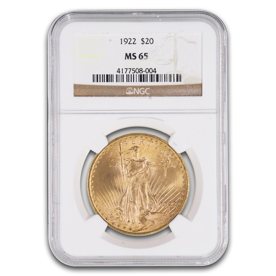 1922 $20 St Gaudens Gold Double Eagle MS-65 NGC