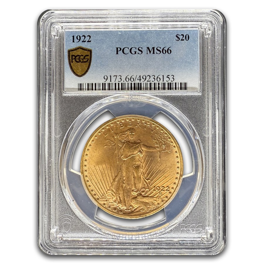 1922 $20 St Gaudens Gold Double Eagle MS-66 PCGS