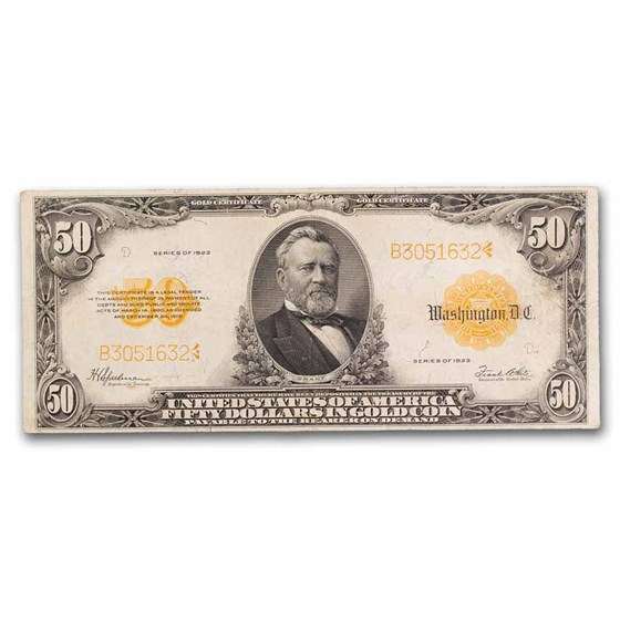 1922 $50 Gold Certificate VF (Fr#1200) 1922 $50 Gold Certificate VF (Fr#1200)