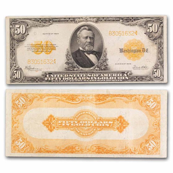 1922 $50 Gold Certificate VF (Fr#1200) 1922 $50 Gold Certificate VF (Fr#1200)