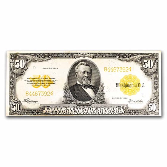 1922 $50 Gold Certificate XF (Fr#1200) 1922 $50 Gold Certificate XF (Fr#1200)