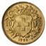 1922-B Swiss Gold 20 Francs Helvetia BU