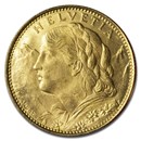 1922 B Switzerland Gold 10 Francs BU