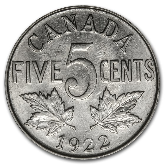 1922 Canada 5 Cents George V AU 1922 Canada 5 Cents George V AU