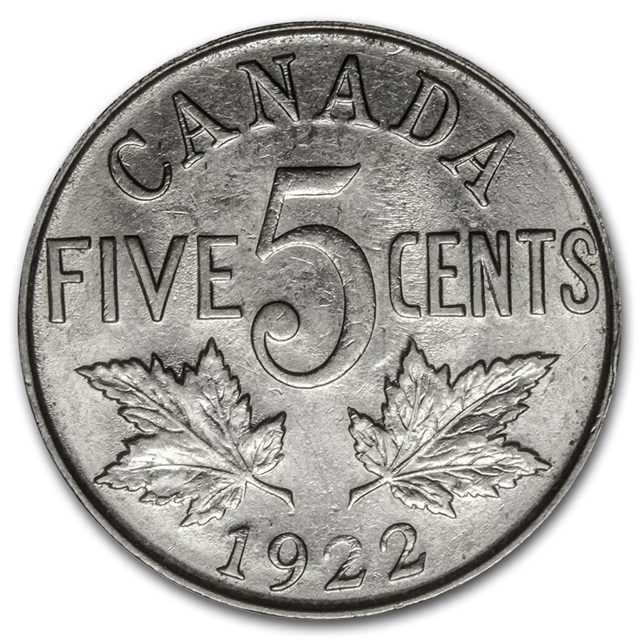 1922 Canada 5 Cents George V AU