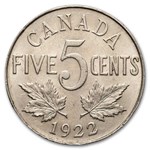 1922 Canada 5 Cents George V BU