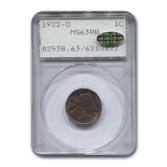1922-D Lincoln Cent MS-63 PCGS CAC (Red/Brown) 1922-D Lincoln Cent MS-63 PCGS CAC (Red/Brown)