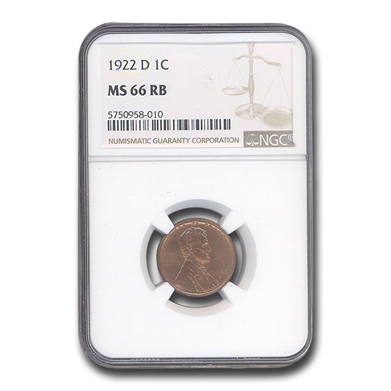 1922-D Lincoln Cent MS-66 NGC (Red/Brown)