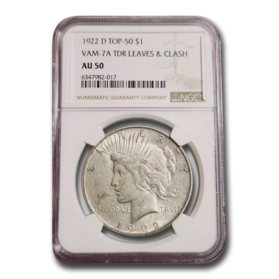 1922-D Peace Dollar AU-50 NGC (VAM-7A) 1922-D Peace Dollar AU-50 NGC (VAM-7A)