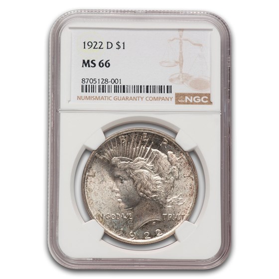 1922-D Peace Dollar MS-66 NGC