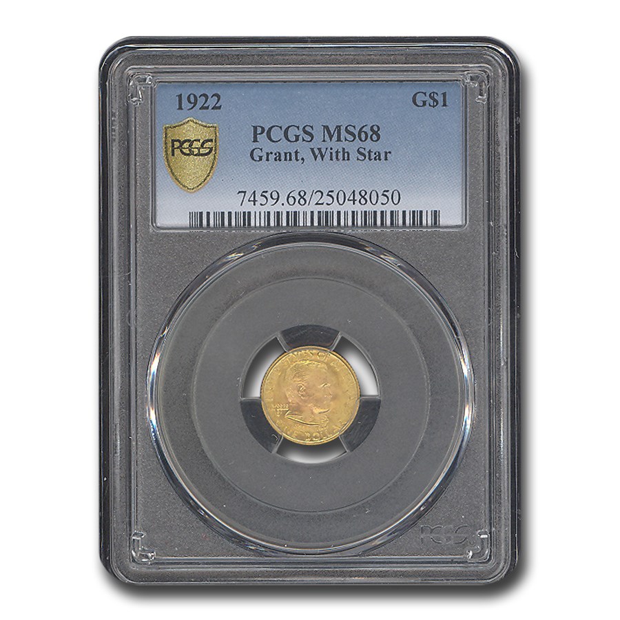 1922 Gold $1.00 Grant Commem w/Star MS-68 PCGS