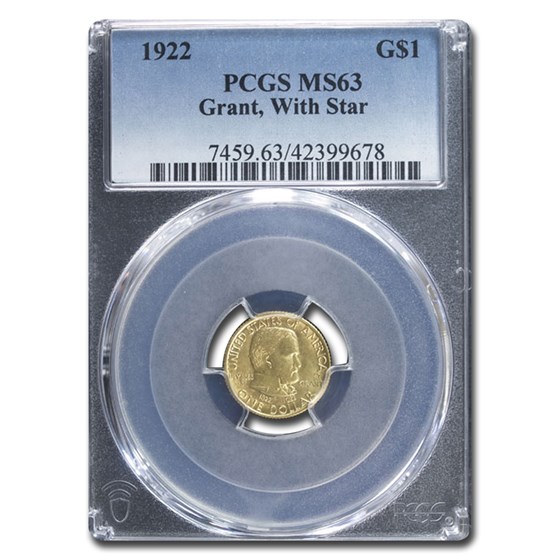 1922 Gold $1.00 Grant MS-63 PCGS (with Star) 1922 Gold $1.00 Grant MS-63 PCGS (with Star)