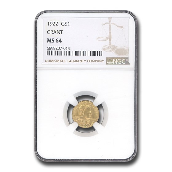 1922 Gold $1.00 Grant MS-64 NGC (No Star) 1922 Gold $1.00 Grant MS-64 NGC (No Star)