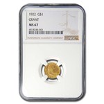 1922 Gold $1.00 Grant MS-67 NGC (No Star)