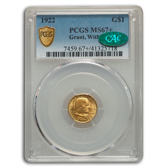 1922 Gold $1.00 Grant MS-67+ PCGS CAC (Star) 1922 Gold $1.00 Grant MS-67+ PCGS CAC (Star)