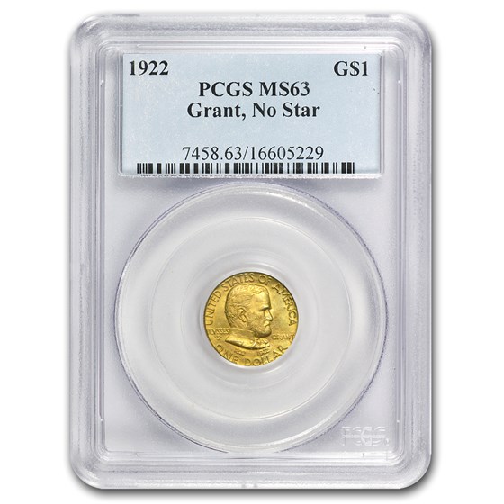 1922 Gold $1.00 Grant No Star MS-63 PCGS 1922 Gold $1.00 Grant No Star MS-63 PCGS