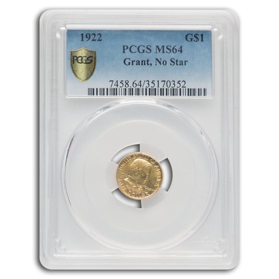 1922 Gold $1.00 Grant No Star MS-64 PCGS 1922 Gold $1.00 Grant No Star MS-64 PCGS
