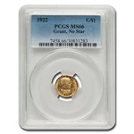 1922 Gold $1.00 Grant No Star MS-66 PCGS