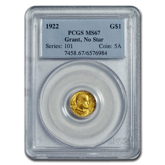 1922 Gold $1.00 Grant No Star MS-67 PCGS