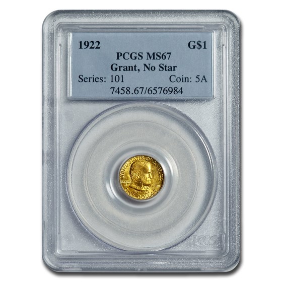 1922 Gold $1.00 Grant No Star MS-67 PCGS 1922 Gold $1.00 Grant No Star MS-67 PCGS