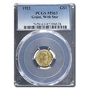 1922 Gold $1.00 Grant w/Star MS-63 PCGS
