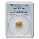 1922 Gold $1.00 Grant w/Star MS-64 PCGS