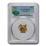 1922 Gold $1.00 Grant w/Star MS-66 PCGS CAC
